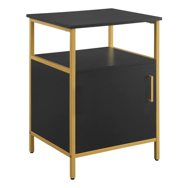 Support de Rangement pour Imprimante de Table Utilitaire Noire Modern Life avec Pieds en Métal Doré