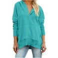 thumbnail image 1 of Women's Plus Size Loose Hooded Lapel Button Sweatshirt - Long Sleeve Casual Fleece Pullover Tunic, 1 of 6