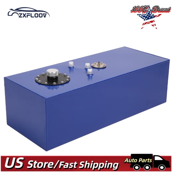 15 Gallon (60L) Universal Aluminum Fuel Tank with Oil Level Sensor - Lightweight & Durable, Easy Installation - Ideal for Automotive and Industrial Use - Blue