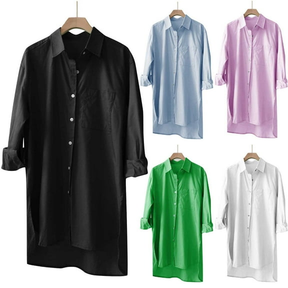 Ashirexll Midi Dresses for Women, Womens Winter Dresses, Fall Casual Comfortable Solid Color Button Pocket Turndown Collar Knee High