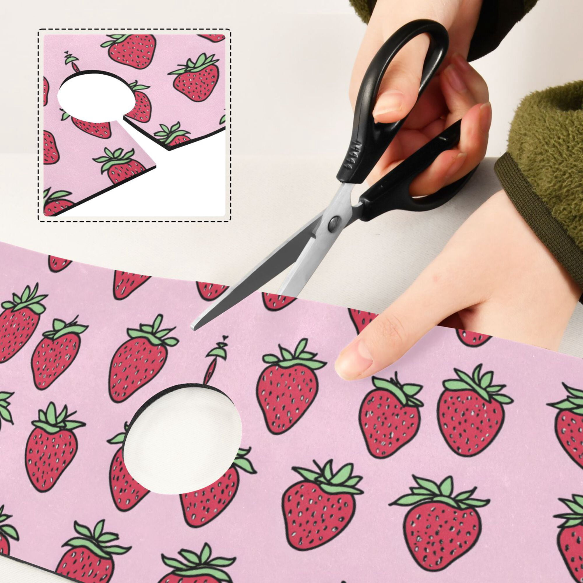Yayeee Faucet Mat for Kitchen Sink 30" Diatomite Long Splash Guard Pad, Cartoon Strawberry, 2 Pack