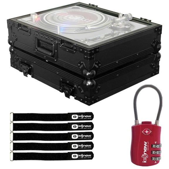 Odyssey FZ1200BL Technics Style Turntable Case with Red TSA Combination Lock Package