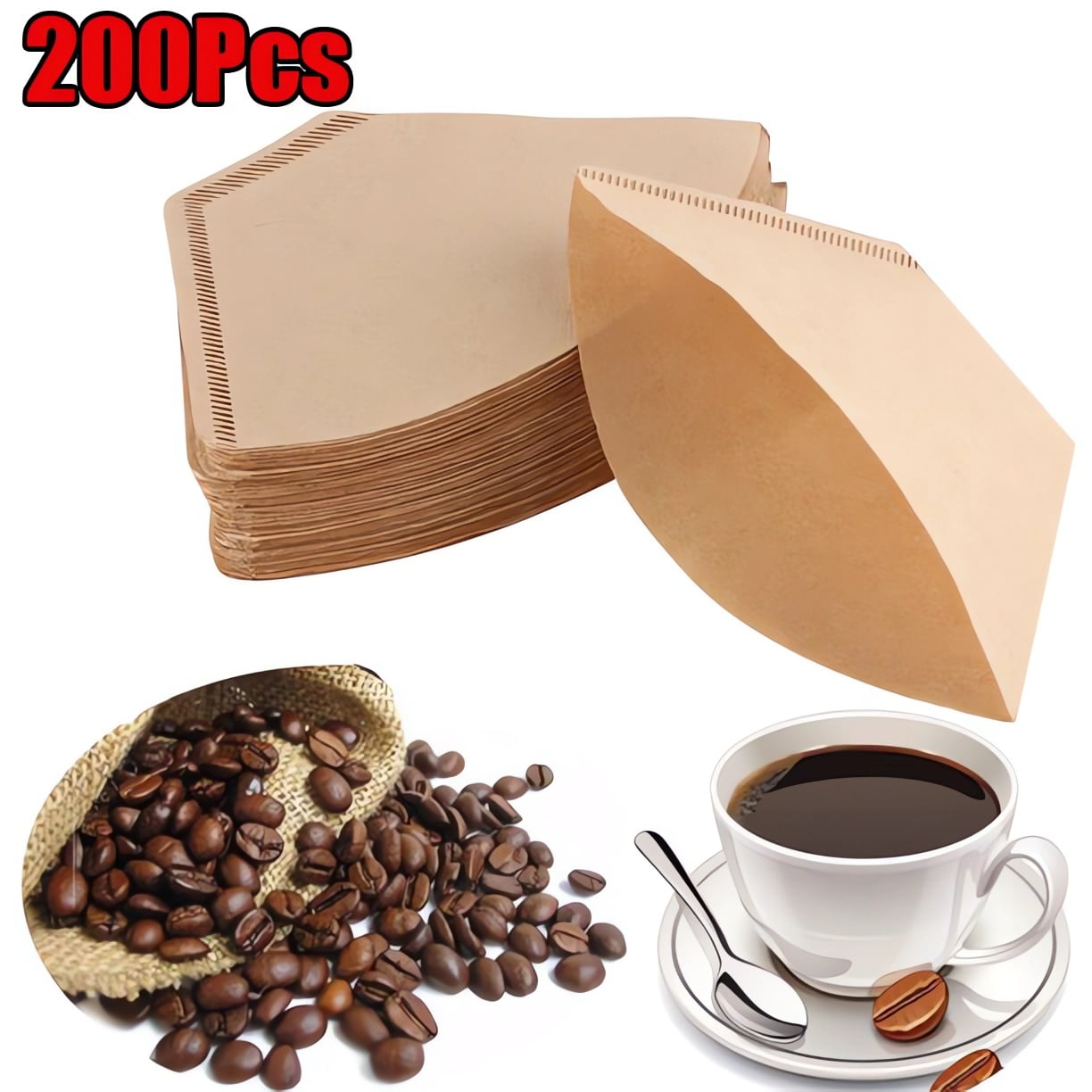 Dicasser 200 Count Cone Coffee Filters 14 Cups Unbleached Natural