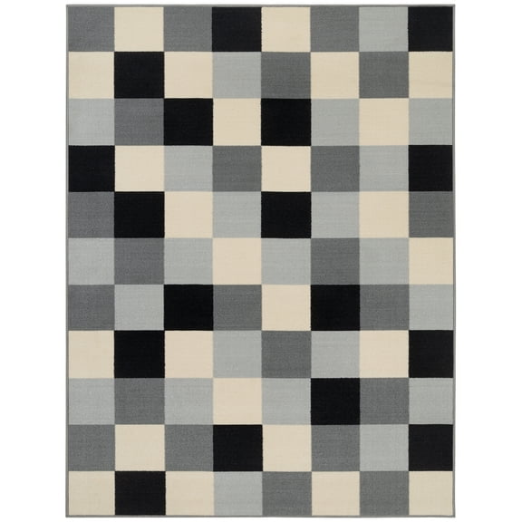 Ottomanson Non-Slip Area Rug for Living Room 5' x 6'6" Durable Low Profile Carpet, Gray