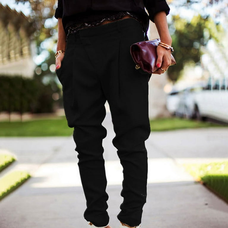 hotojiny Casual Tapered Pants for Women High Waisted Pleated Dress