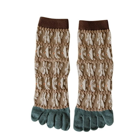 

JDEFEG Socks Women 10-13 Women Autumn and Winter Five Finger Socks Pure Cotton Toe Socks Stripes Socks Moisturizing Toe Alignment Socks C