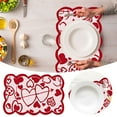 thumbnail image 1 of npkgvia Napperons en Solde, Drapeau de Table d'Amour de la Saint-Valentin Décoration de Dîner Nappe de la Saint-Valentin Drapeau de Table en Dentelle Rouge, Rouge, 1 of 7