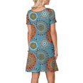 thumbnail image 2 of LYD Vestido de manga corta con costuras en el bolsillo y cuello redondo con estampado floral popular para mujer lyd modelStyleType, 2 of 2