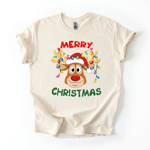 Christmas Shirt for Women and Men Festive Graphic Tee Outfit Xmas Gift Family Matching Top (Natural-M)