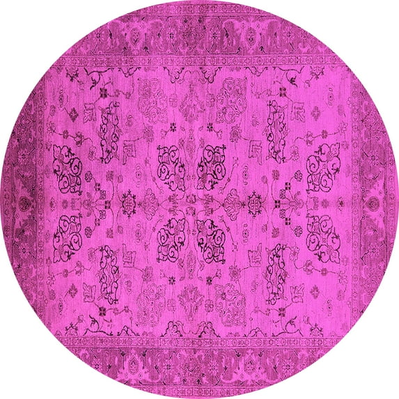 Ahgly Company Indoor Round Oriental Pink Traditional Area Rugs, 3' Round