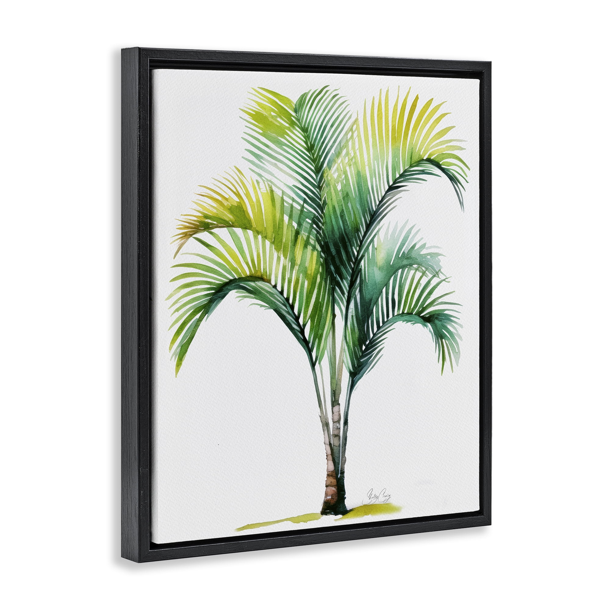 Stupell Industries Coastal Canopy Palm Tree Black Framed Floater Canvas Wall Art, design by Shelly Craig