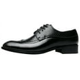 thumbnail image 3 of Santimon Men Derby Crocodile Pattern Pointed Toe Shoes Lace Up Brogue Dress Business Shoes Black 7.5 US, 3 of 8