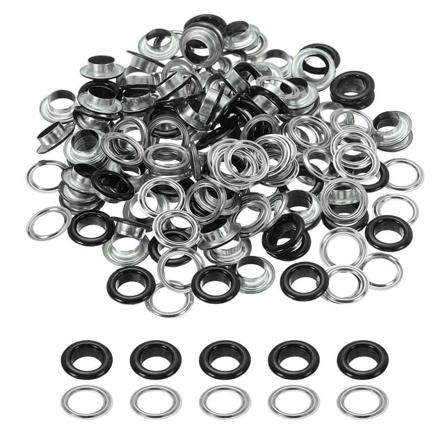 Uxcell 110 Pcs Ojetes con Arandelas 3/8" Kit de Grommets Negro