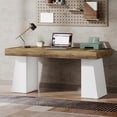 thumbnail image 6 of Tribesigns 55 Inches Executive Desk, Mid-Century Modern Home Office Desk with Double Trapezoid Base, 6 of 7