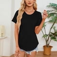 thumbnail image 4 of Timegard Hauts d'Été pour Femmes T-Shirts à Manches Courtes T-Shirt à Col Ras du Cou Smocké Tunique Décontractée à Porter avec des Leggings, 4 of 7