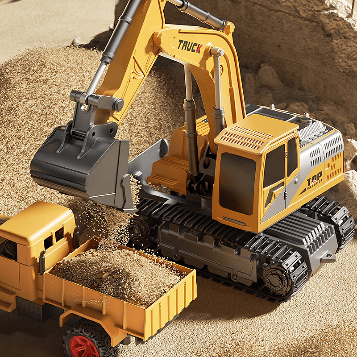RC Excavator 9CH Remote Control Car with 360°Rotation, RC Construction Truck for Kids Adults Christmas Birthday Gifts