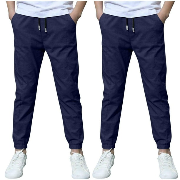 Odeerbi 3-13 Años Niños 2 Pcs Algodón Lino Pantalones de Deporte Deportivo Entrenamiento de Verano Pantalones de Jogger de Color Sólido Casual Pantalones Sueltos