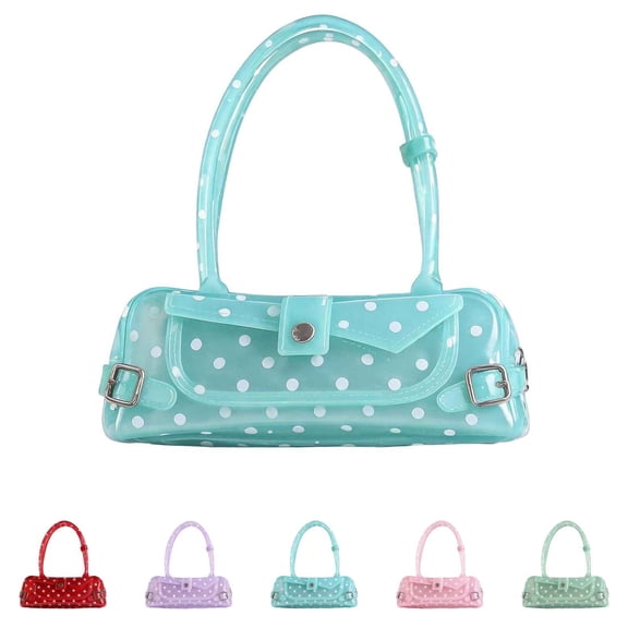 Women’s Polka Dots Jelly Handbag LightBlue Cute Fashionable Shoulder With Classic For Work And Street Style