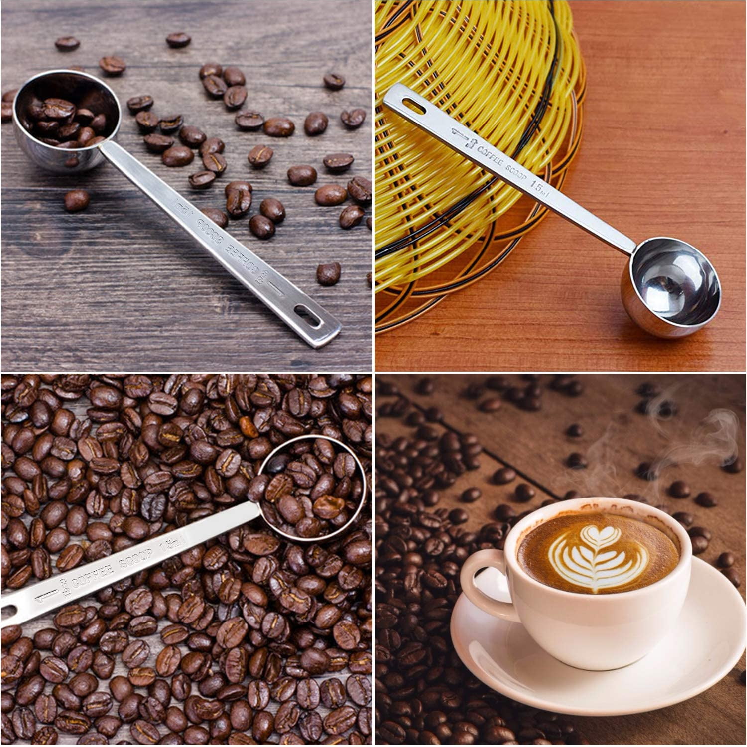  1 8 cup measuring 30ml measuring cup 15×6×4 2pcs stainless  steel coffee measuring scoop 1 8 cup 30ml measuring tablespoon table spoon  for coffee bean milk powder tea: Home & Kitchen