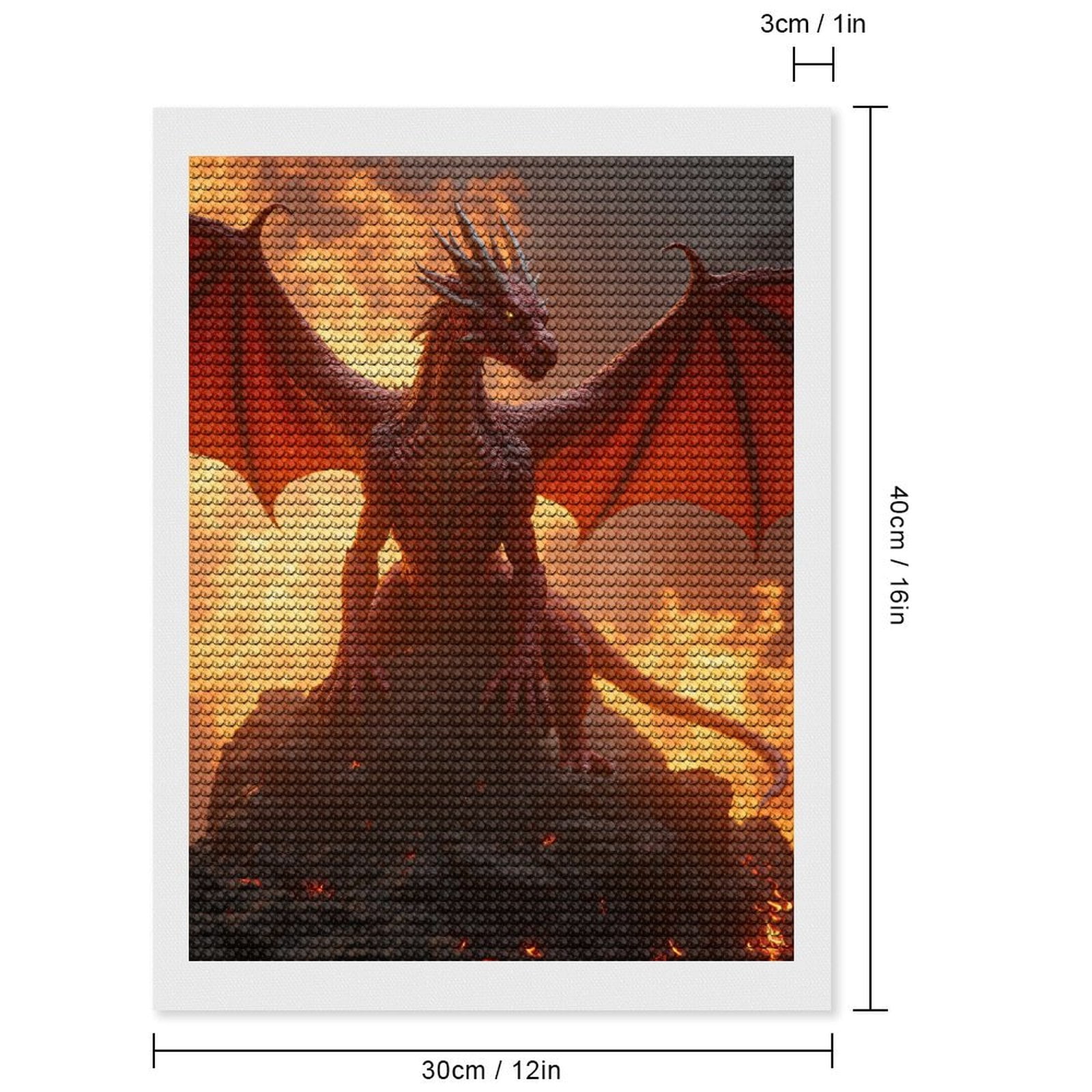 Diamond Art Kit for Adults, Fiery Mythical Dragon On Rock Diamond Painting for Adults Beginners, 5D DIY Diamond Art Painting Kits, Colorful Diamond Painting Craft for Home Decor 12x16