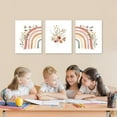 thumbnail image 5 of Boho Rainbow Wall Art Prints Set of 3, Cute Wildflowers Rainbow Boho Nursery Wall Decor for Girls, Framed Canvas Wall Art Posters for Kids Room, Baby Room, Classroom, Bedroom Decor (12"x16", Colorful), 5 of 6
