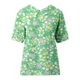 thumbnail image 4 of TSADFHJI Hauts de Fête de Noël pour Femmes Hauts Rétro Mode Coloré Ample Décontracté Col Rabattu T-Shirt Manches Courtes TG Vert, 4 of 5