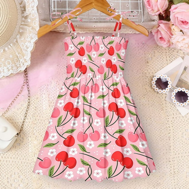 Pisexur Girls Dresses , Robes pour Filles Bébé, Robes pour Enfants Filles Bébé Robe de Plage Robes Décontractées Sans Manches Princesse Robe d'Été Rose