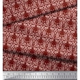thumbnail image 2 of Soimoi Red Cotton Duck Fabric Palmette Damask Print Fabric by the Yard 42 Inch Wide, 2 of 3