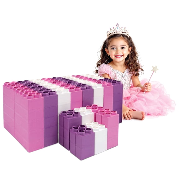 BiggoBlocks Jumbo Blocks — Big Blocks for Kids Ages 3-8 — Indoor & Outdoor Blocks for Kids Jumbo Games — Large Building Blocks (96 pc) Princess Set