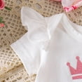 thumbnail image 4 of Ulitacool 0-3 Months Newborn Outfits For Girls Summer Short Sleeve Bodysuit Cartoon Print Pants Hat Two Piece Matching Set Retro Wear White, 4 of 5