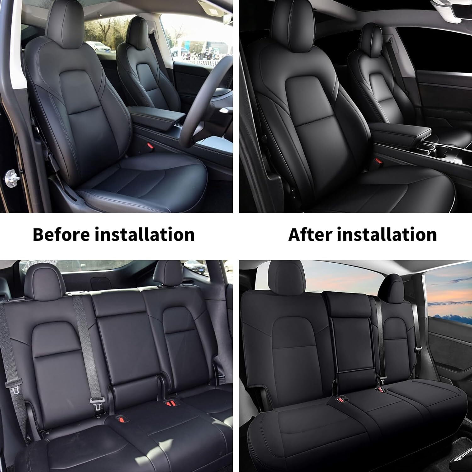 IKABEVEM Car Seat Cover Fit for Tesla Model Y 2023 2024 Full Set Customized Seat Covers (Black)