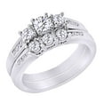 thumbnail image 2 of AFFY (0.75 cttw) Round Shape White Natural Diamond Bridal Ring Set In 10k White Gold Ring Size-5.5, 2 of 2