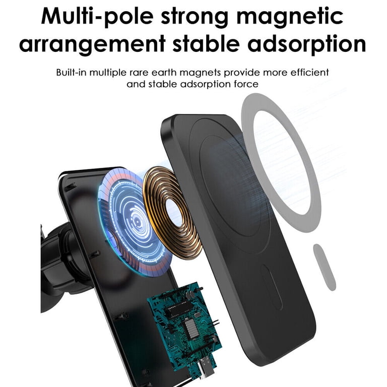 For MagSafe Car Mount Charger IPhone And Airpods Magnetic Wireless Car Charger,Car Phone Holder Mount Wireless Charging For IPhone 14 13 12 Pro Plus Max Mini,Airpods 2nd 3rd