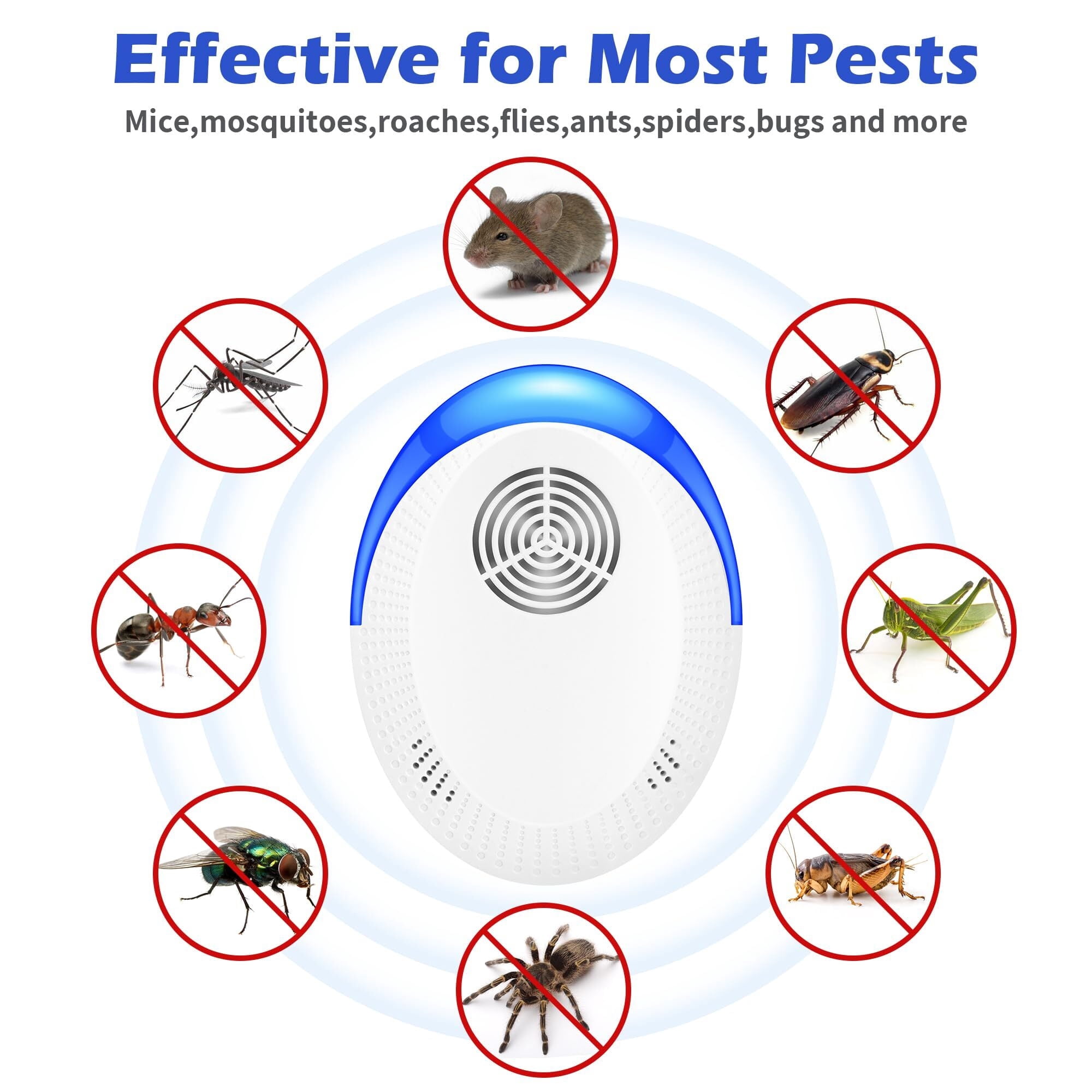 Ultrasonic Pest Control Repeller Pest Repeller Plug In - Repel Rodents, Mosquitos, Roaches, Bed Bugs, Flies, Spiders & Bat 6/12Pack
