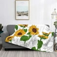 thumbnail image 2 of Honeii Plump Sunflower And Sketch print throw blanket, crafted from cozy cotton flannel, offers versatile home decor as a bedding suitable for all seasons.-60"x50", 2 of 6