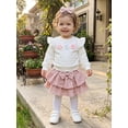 thumbnail image 6 of Toddler Girl Winter Fall Outfit Flower Sweatshirt Layered Skirt Headband, 6 of 10