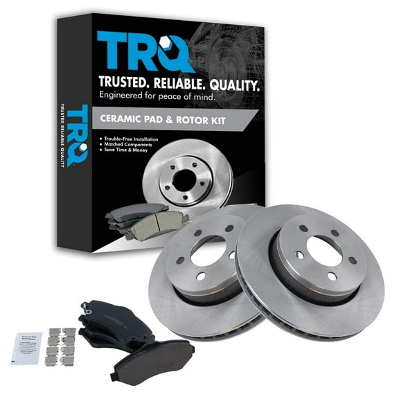 TRQ Front Brake Pad & Rotor Kit Brake Pads Brake Rotor Ceramic Fits Select 2007-2011 Dodge Nitro 2008-2012 Jeep Liberty