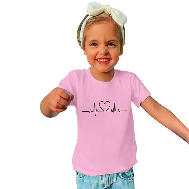 LSLJS T-Shirts à Manches Courtes pour Tout-Petits Garçons Filles en Coton Doux Col Rond T-Shirts Filles T-Shirts Imprimés Saint-Valentin Cadeaux pour Enfants
