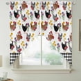 thumbnail image 2 of Farmhouse Rooster Swag Valances for Windows, Kitchen Curtains 36 Inch Length 2 Panels Set, Country Watercolor Flowers Black Plaid Short Curtains for Small Windows Rod Pocket Cafe Curtains 28"x36", 2 of 8