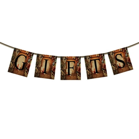 GCKG Gifts Wedding Banner Bunting,Various Presents Background Banner Garland Flag for Wedding Bridal Shower Engagement Party Decoration Photo Props