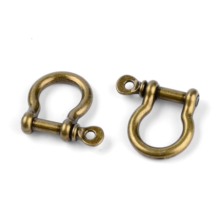 10pc Alloy D-Ring Anchor Shackle Clasps Antique Bronze 25x26x7mm Hole: 2mm