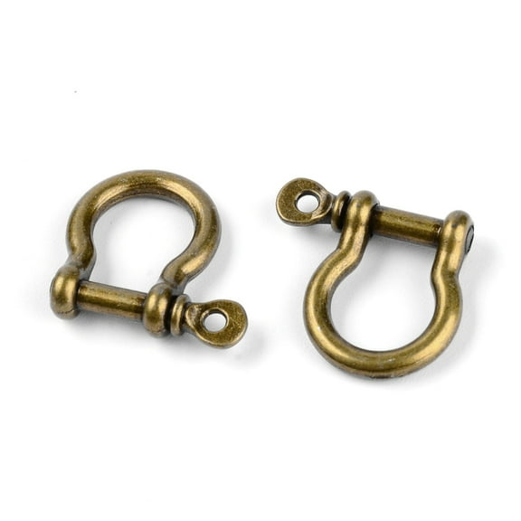 10pc Alloy D-Ring Anchor Shackle Clasps Antique Bronze 25x26x7mm Hole: 2mm