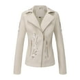 thumbnail image 1 of Ailaofu Women Faux Leather Jacket Studded Rivet Floral Moto Biker Coat, 1 of 5