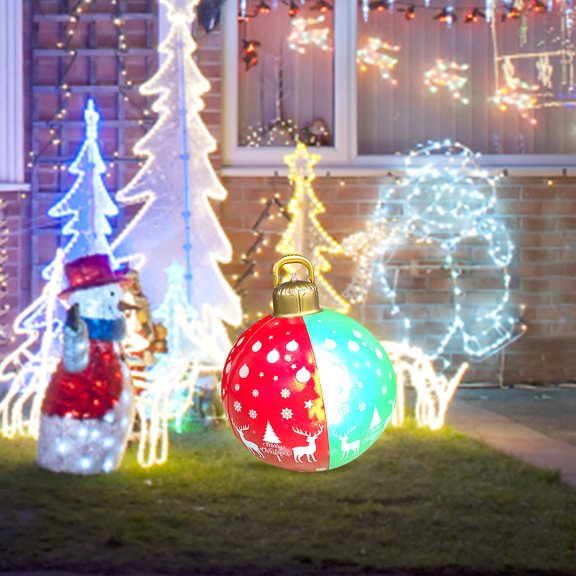 Hesxuno 24 Inch Giant Light Up Christmas Ball Ornament with LED Light and Remote - Outdoor Christmas Inflatable Decorations for Yard Lawn Home Outdoor Xmas Holiday Outdoor Yard Tree Pool Decorations