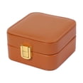 thumbnail image 1 of Caja de joyería de cuero PU, soporte de exhibición, organizador de almacenamiento multifuncional ligero, ataúd de almacenamiento, estuche de Ropa, zapatos y accesorios Miscelánea tierra-amarillo Qarigey AP017304-03, 1 of 6