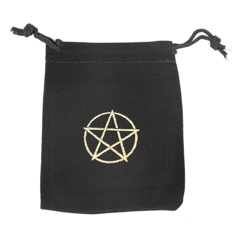 Pentacle Pentagram Velvet Black Gift Bag Jewellery Tarot Pouch Drawstring Pagan 