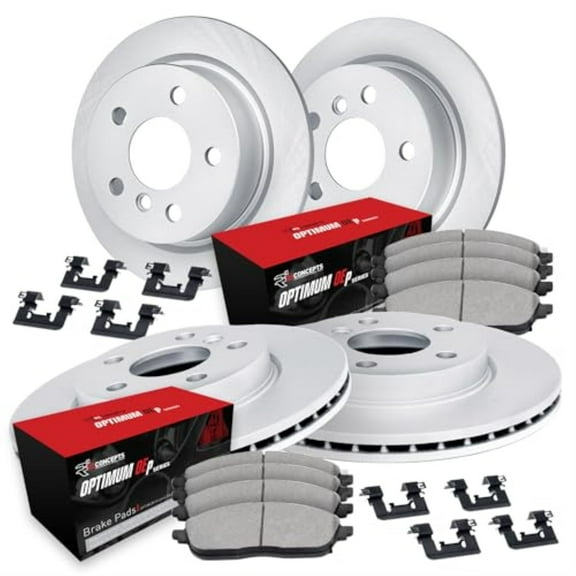 R1 Concepts Wjuh2 73056 R1 Brake Rotors Carbon Coated W/ Optimum Oe Pads & Hdw Fits select: 2013-2017 AUDI Q5