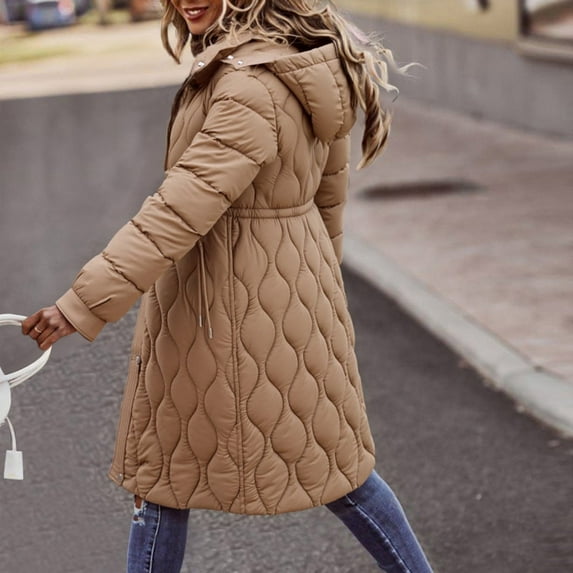 Winter Coats for Women Puffer Plus Size Waterproof Long Jackets Hooded Warm Winter Coat (Brown XL)