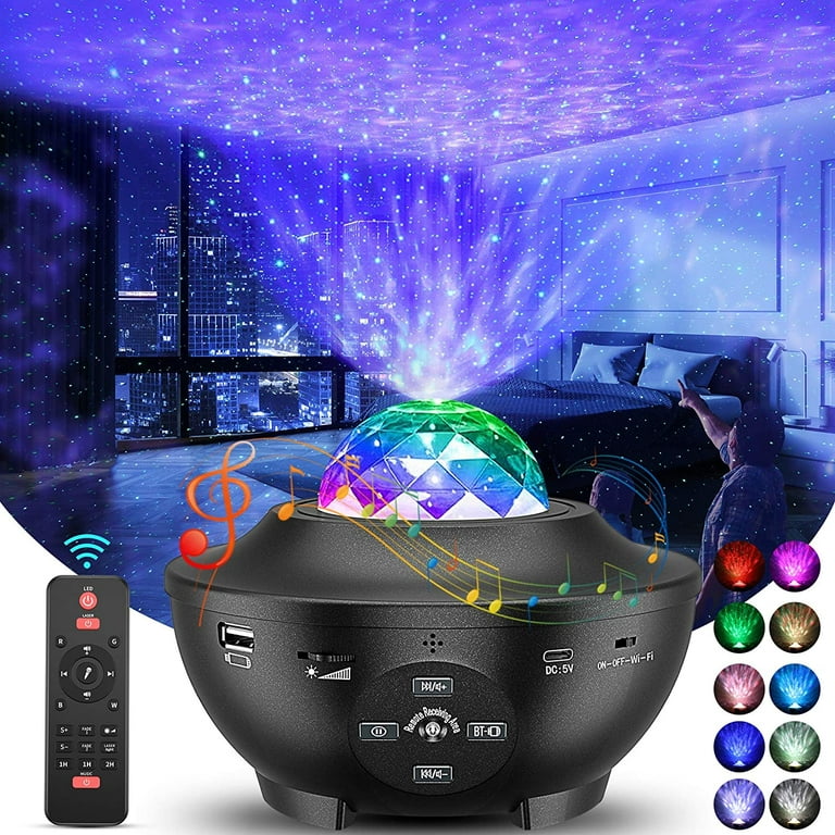 Galaxy Projector Star Projector, Working with Smart App & Alexa, 10 Color  Music Starry Light Projector with Remote & Bluetooth, Light Projector for  Bedroom 