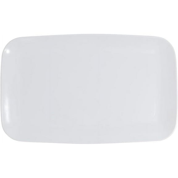 18" x 11" inch Disposable Rectangular White Plastic Serving Tray, China Like Party Trays, Heavy Duty Dinner Serving Plate, Platter, Weddings, Baby Showers, Catering, Non-Toxic, BPA Free (1)